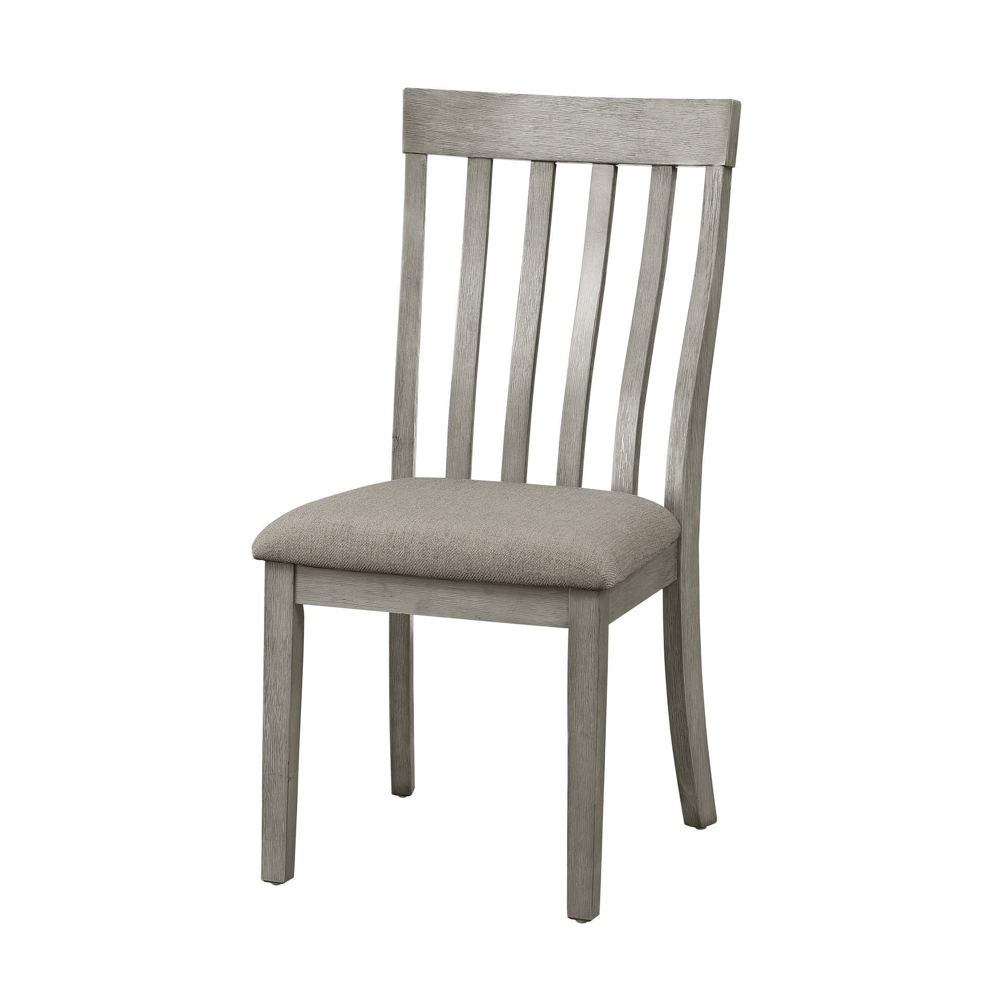 Dining Room Furniture Side Chairs 2pc Set Wire Brushed Light Gray Finish Vertical Slat Back Design Wooden Chairs Set
