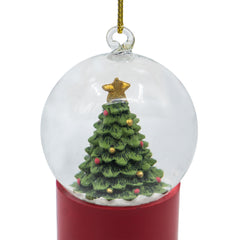 1.8x1.8x2.8"H Resin/Glass Water Globe W/Tree Red Base, 2 Pack
