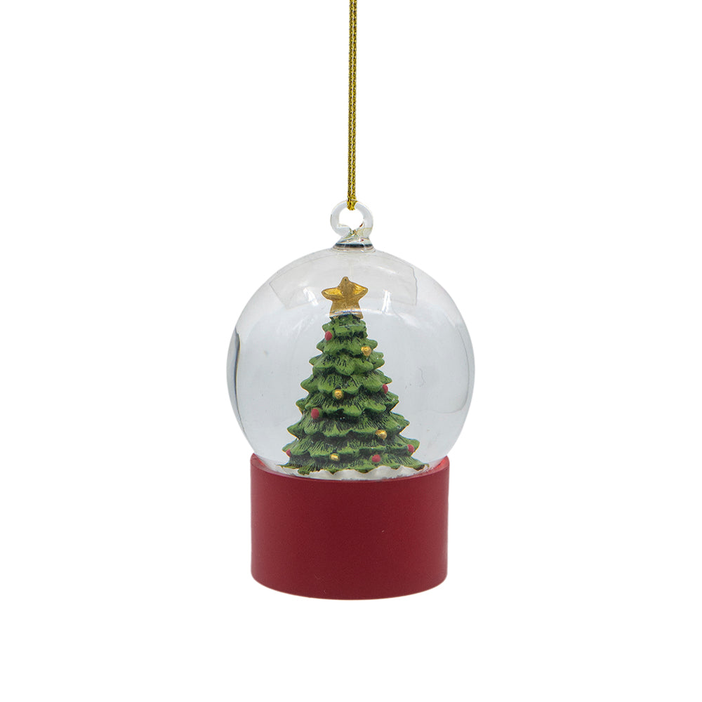 1.8x1.8x2.8"H Resin/Glass Water Globe W/Tree Red Base, 2 Pack