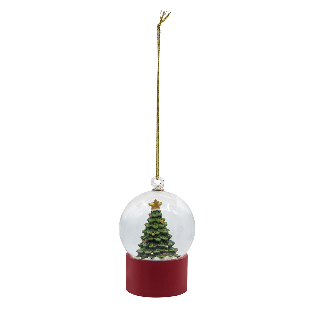1.8x1.8x2.8"H Resin/Glass Water Globe W/Tree Red Base, 2 Pack