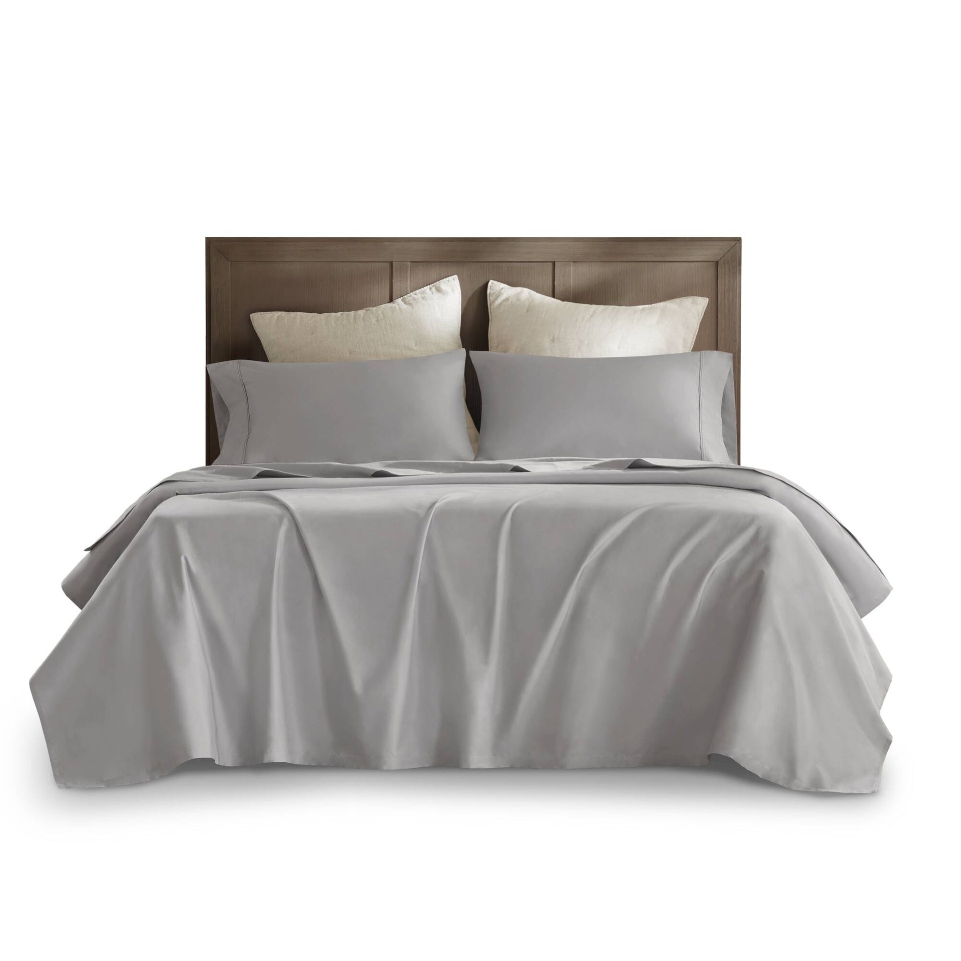 4 Pieces King Sateen Sheet Set,Gray