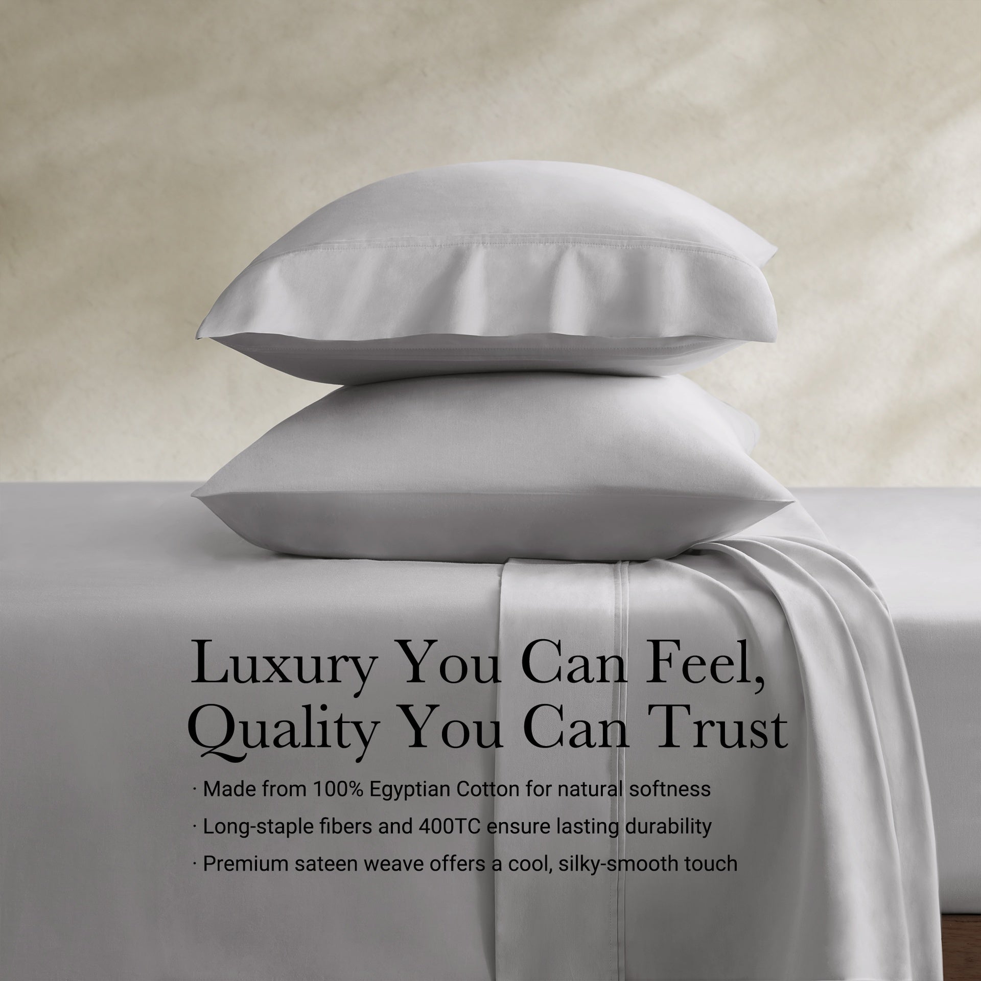4 Pieces King Sateen Sheet Set,Gray
