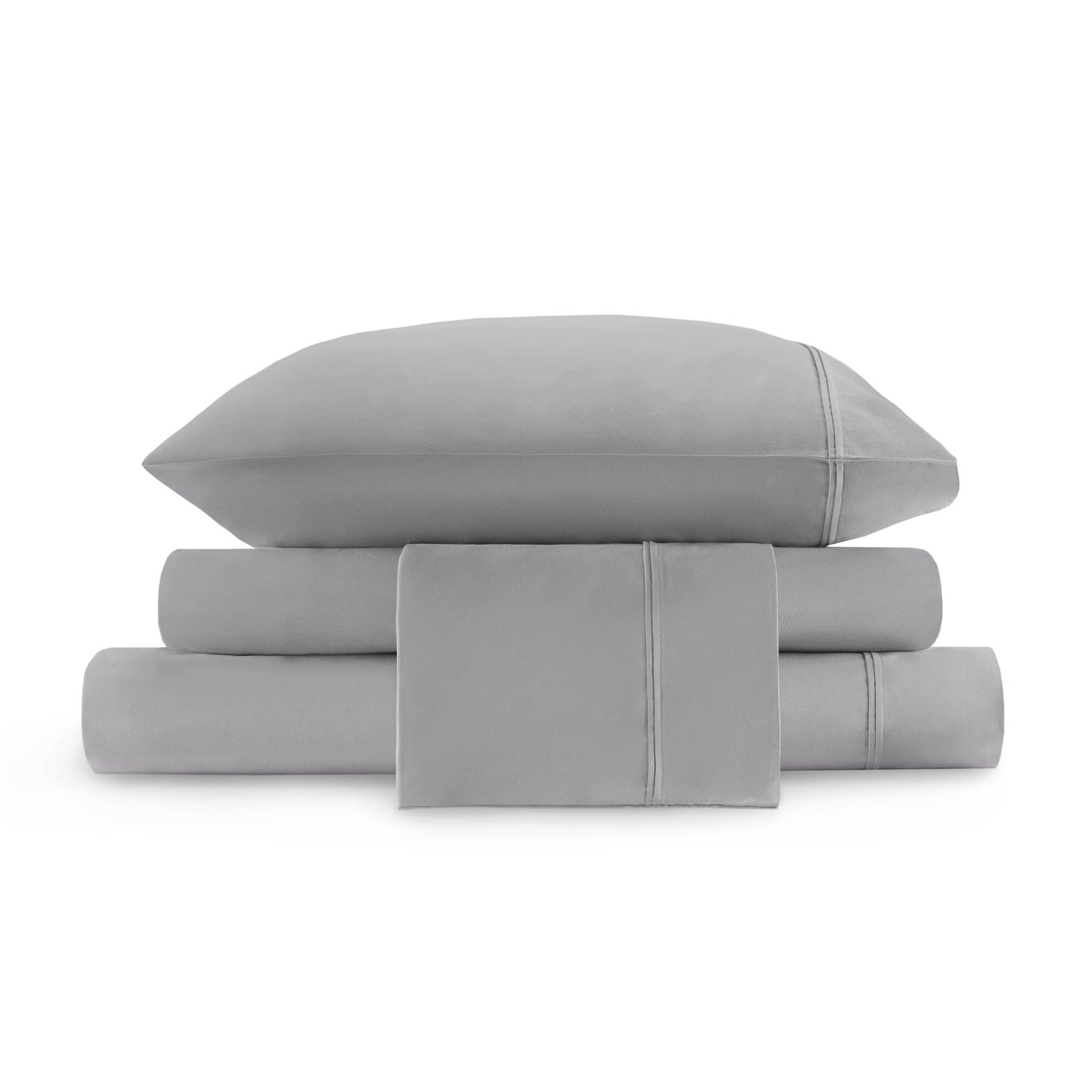 4 Pieces King Sateen Sheet Set,Gray