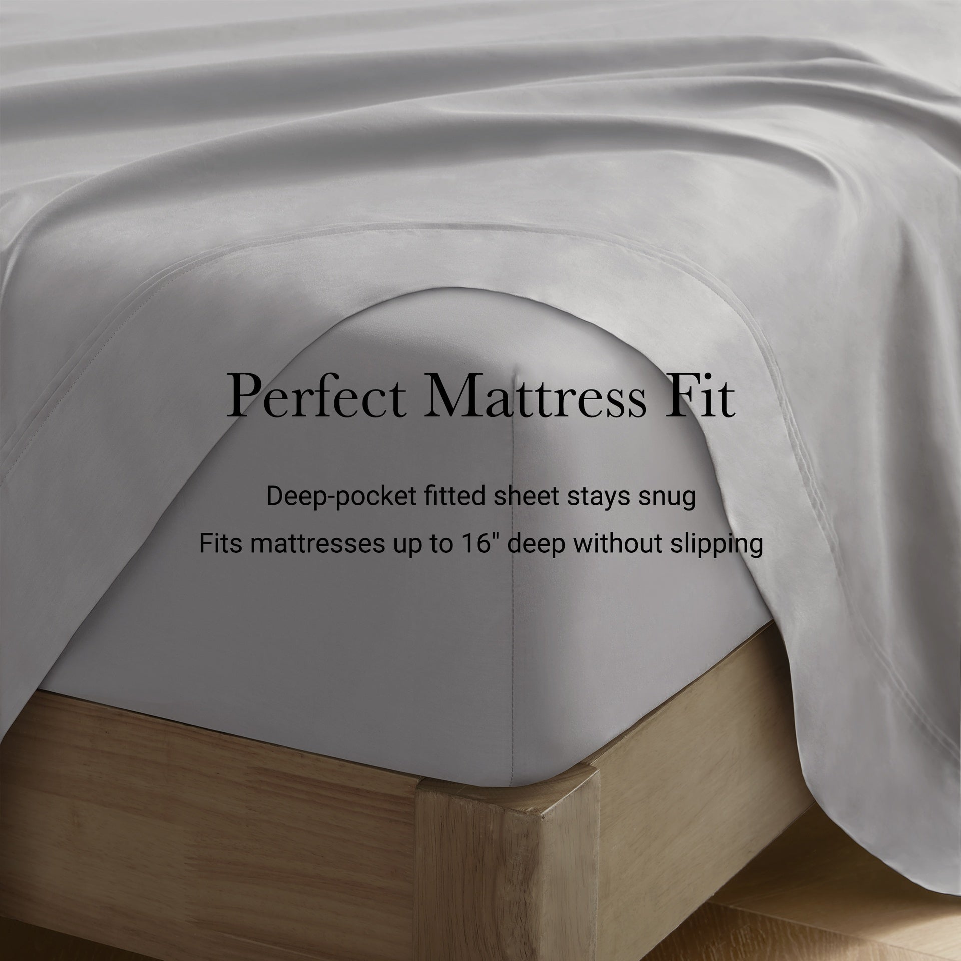 4 Pieces King Sateen Sheet Set,Gray