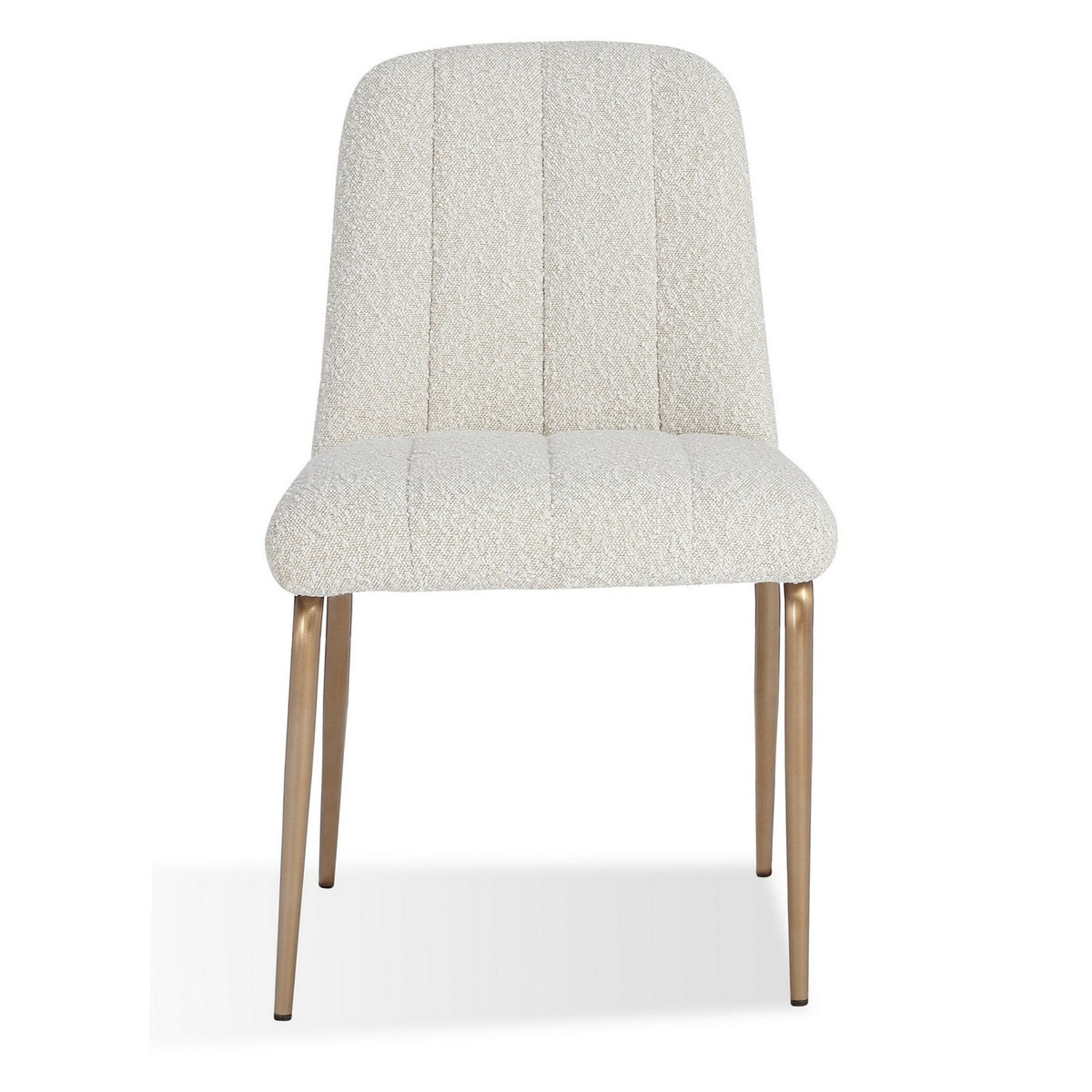 Rise 19 Inch Dining Chairs, Soft Boucle Upholstery, Set of 2, White, Bronze