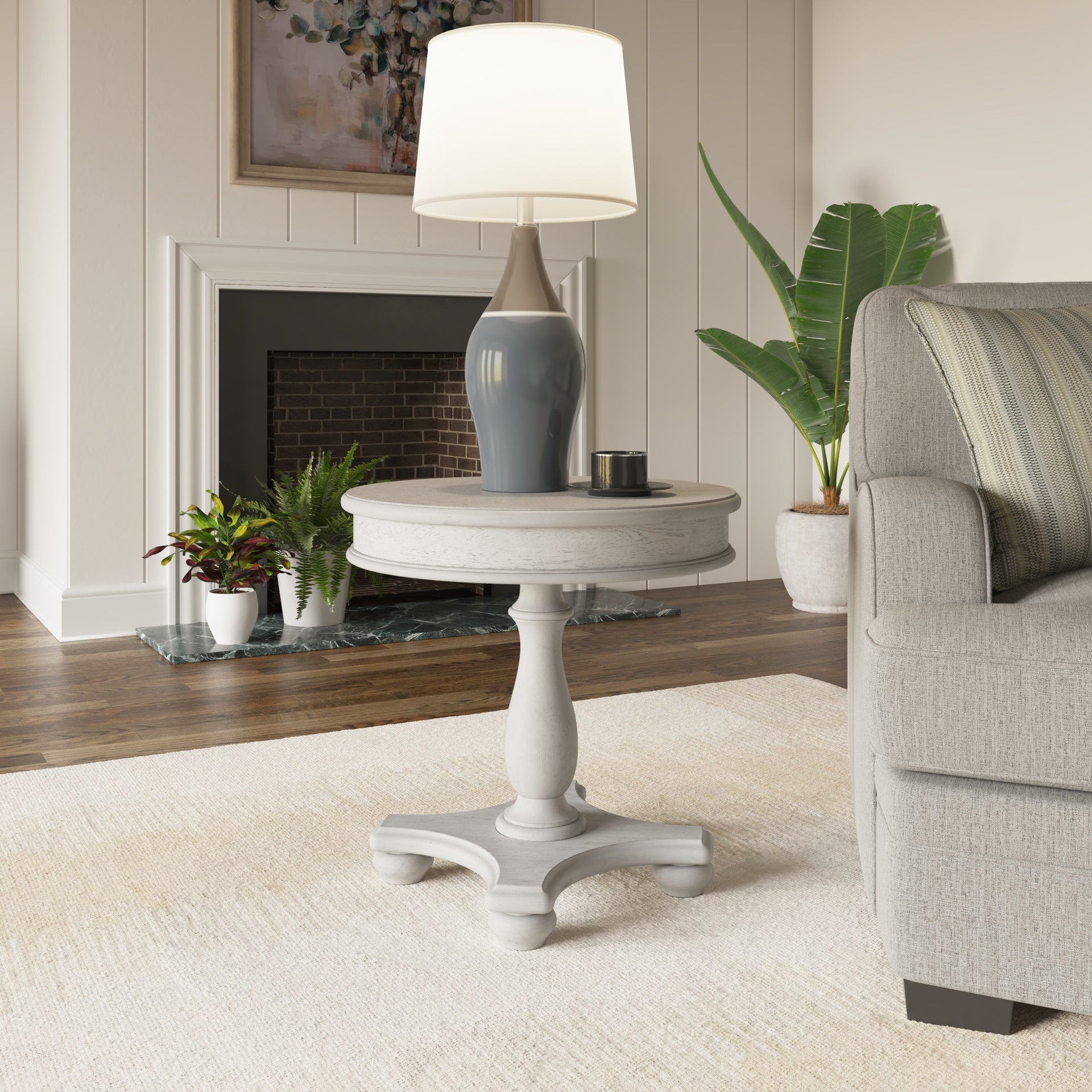 Gray Round End Table