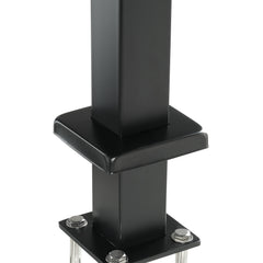 Cable Railing Post, 36" x 2" x 2" Steel Level Deck Railing Post Without Holes, SUS304 Stainless Steel Cable Rail Post, Stair Handrail Post with Horizontal and Curved Bracket, 1-Pack, Black