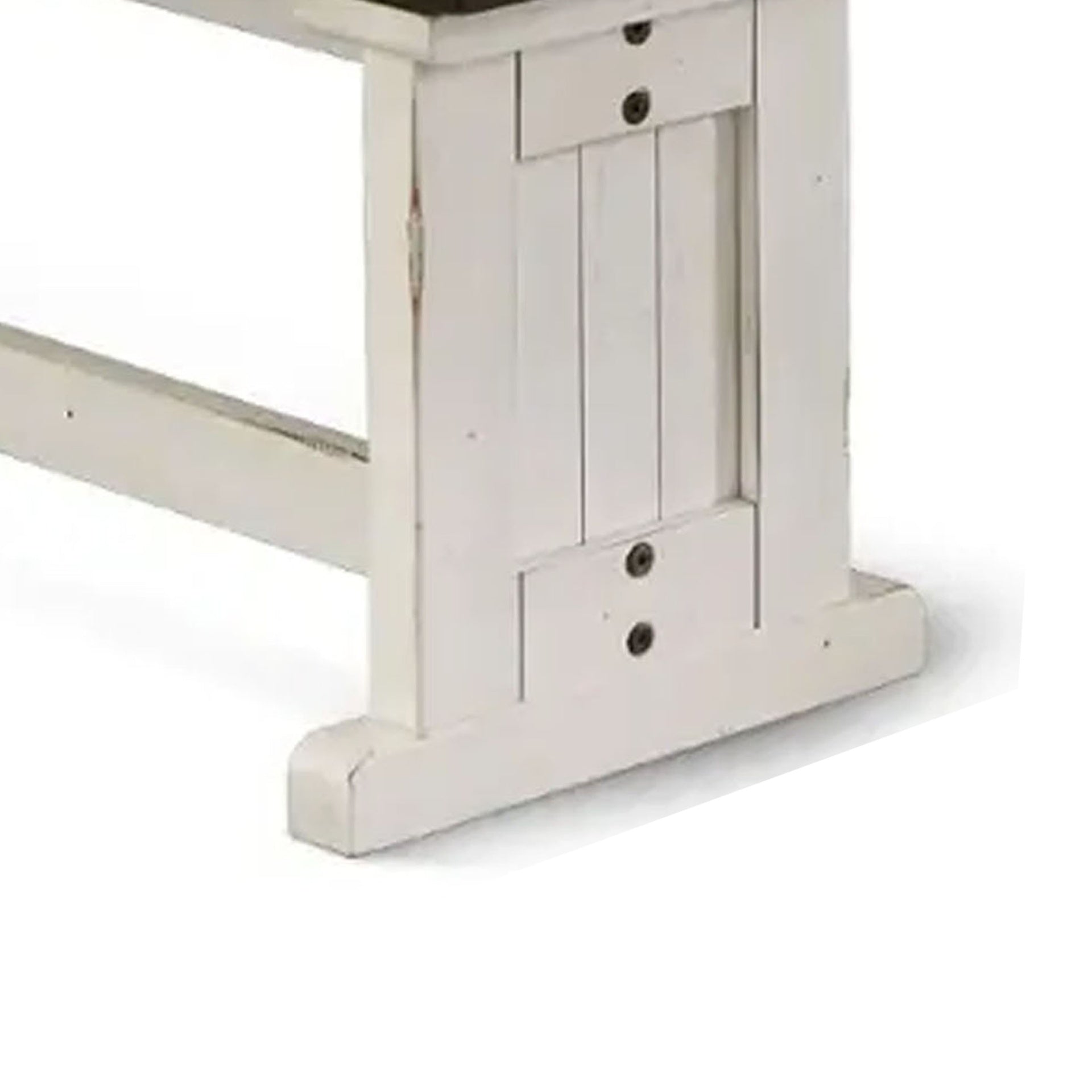 Orso Side Dining Bench, Plank Seat, Off White and Brown Wood 48 Inch