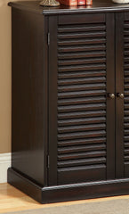 Modern Transitional Design 1pc Shoe Cabinet Espresso Finish Adjustable Shelves Louver Design Doors Home Furniture Shoe Rack