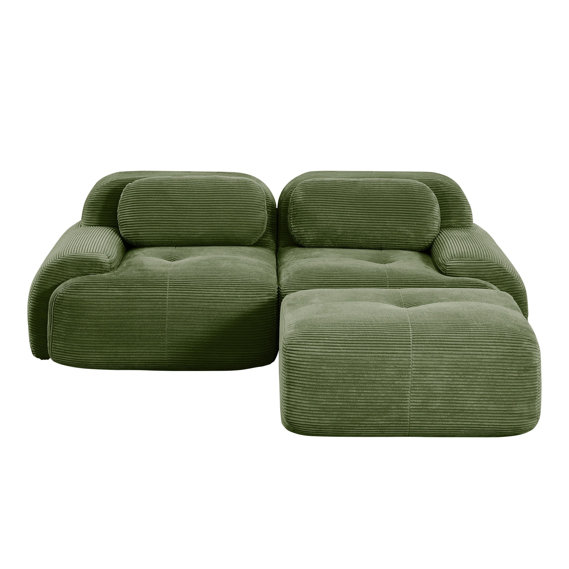 82'' L-shaped sofa in softCorduroy Fabric fabric modular design multiple combinations curved armrests assembly required high-resilience sponge suitable for living rooms rest areas bedroom,Olive green