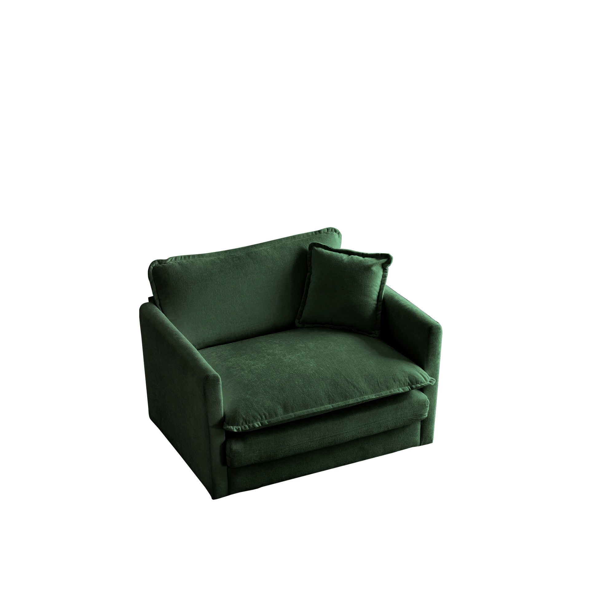 2 Seater Loveseat and Chair Set, 2 Piece Sofa & Chair Set, Loveseat and Accent Chair , 2-Piece Upholstered Chenille Sofa Living Room Couch Furniture(1+2 Seat ) ,Green Chenille