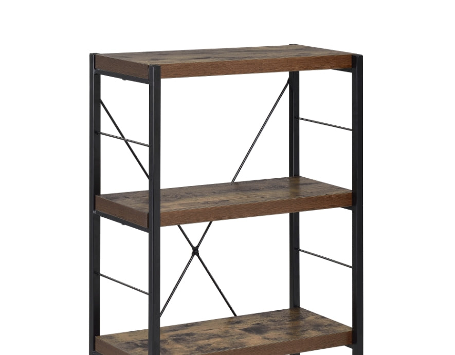 Bob Weathered Oak & Black Finish Bookshelf