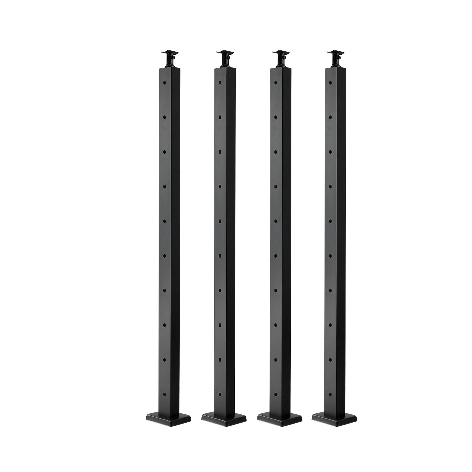 4-Pack Cable Railing Post, 36x2x2 In Horizontal-Hole Deck Railing Post with Pre-Drilled Holes, Stainless Steel Cable Rail Post with Horizontal and Curved Bracket, Black, 4JZLGZXHS914MY65M001V0