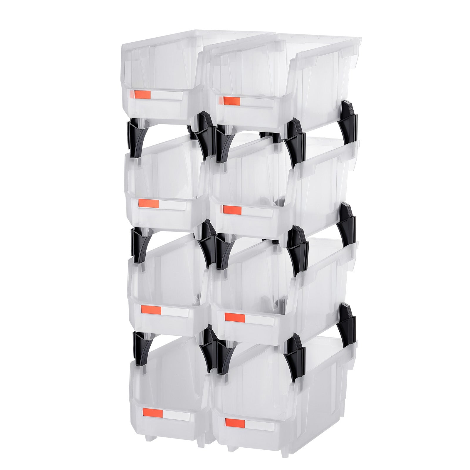 Plastic Stackable Storage Bins, 10.9 x 5.5 x 5.1 inch (8 Pack), Plastic Containers for Organizing & Storage Bins for Closet, Garage, Small Parts, Office Supplies, Other Accessories, Transparent