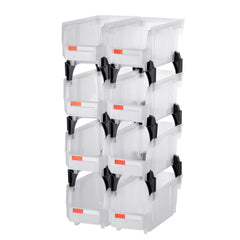 Plastic Stackable Storage Bins, 10.9 x 5.5 x 5.1 inch (8 Pack), Plastic Containers for Organizing & Storage Bins for Closet, Garage, Small Parts, Office Supplies, Other Accessories, Transparent