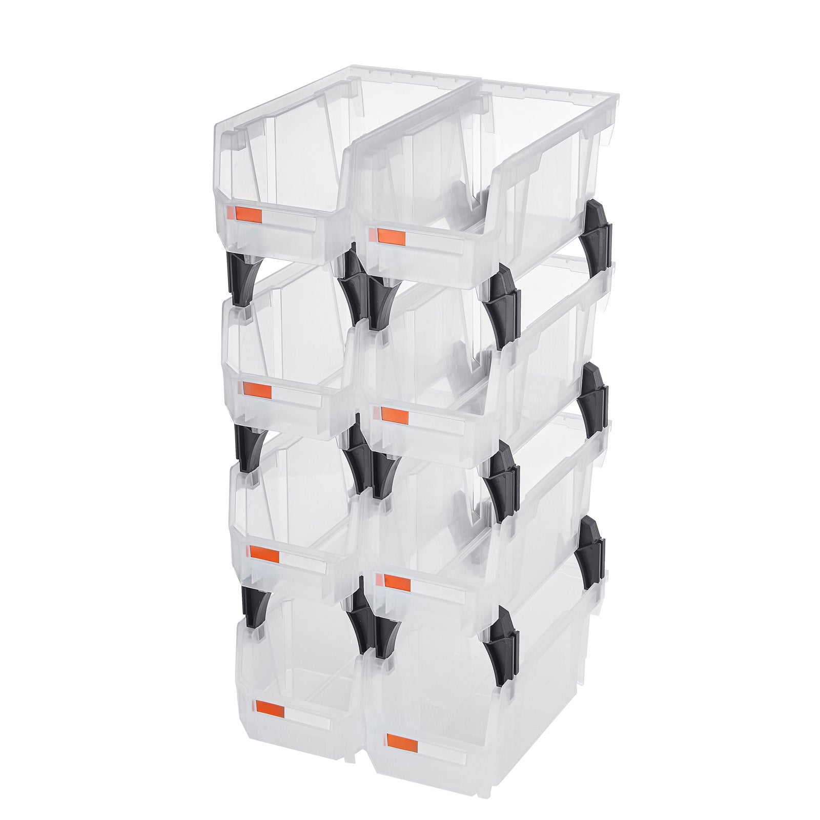 Plastic Stackable Storage Bins, 10.9 x 5.5 x 5.1 inch (8 Pack), Plastic Containers for Organizing & Storage Bins for Closet, Garage, Small Parts, Office Supplies, Other Accessories, Transparent