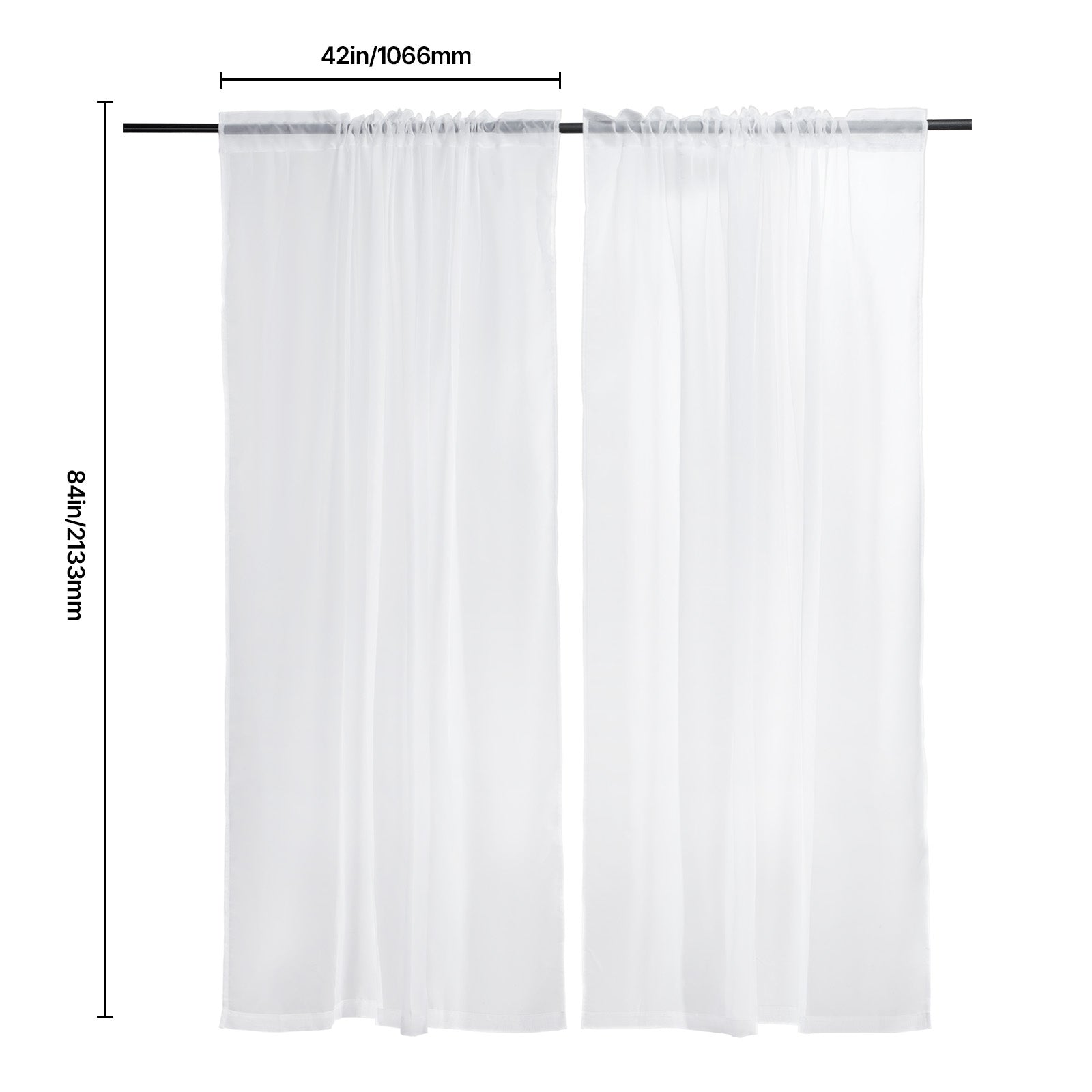 Sheer Curtains 52 W x 84 L inches 2 Panels Window Drapes Rod Pocket Polyester
