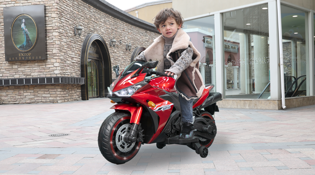 Kids Motorcycle 12 V Motorcycle For Kids 3-8 Years Boys Girls,Kids Motorcycle Ride On Toy With Training  Wheels/Manual Throttle/ Drive By Hand /Lighting  Wheels