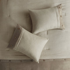 7 Piece Faux Suede Comforter Set Tan Queen