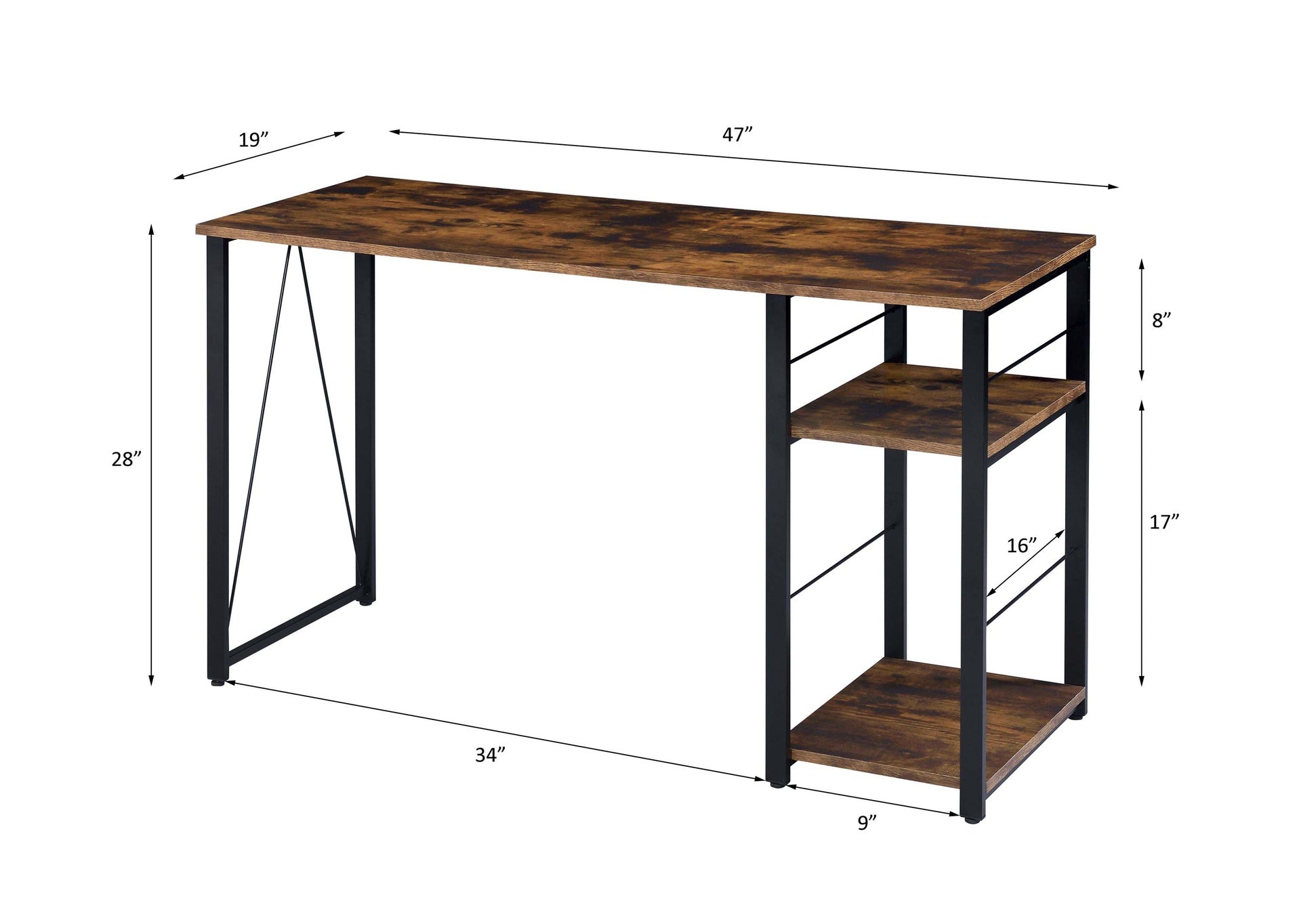 Vadna Weathered Oak & Black Finish Writing Desk