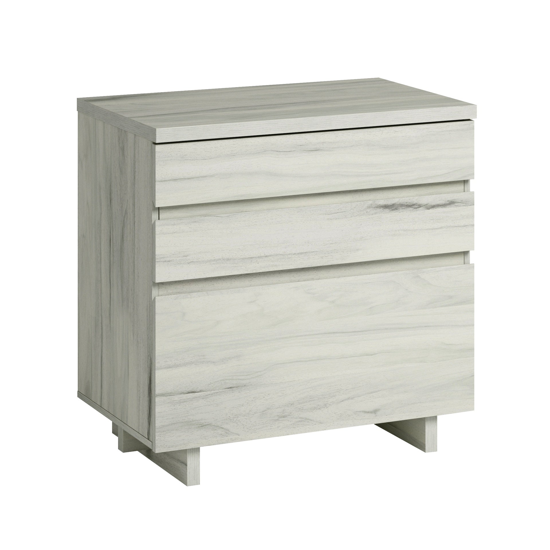 Lateral File with Large Drawers, Off White and Gray finish