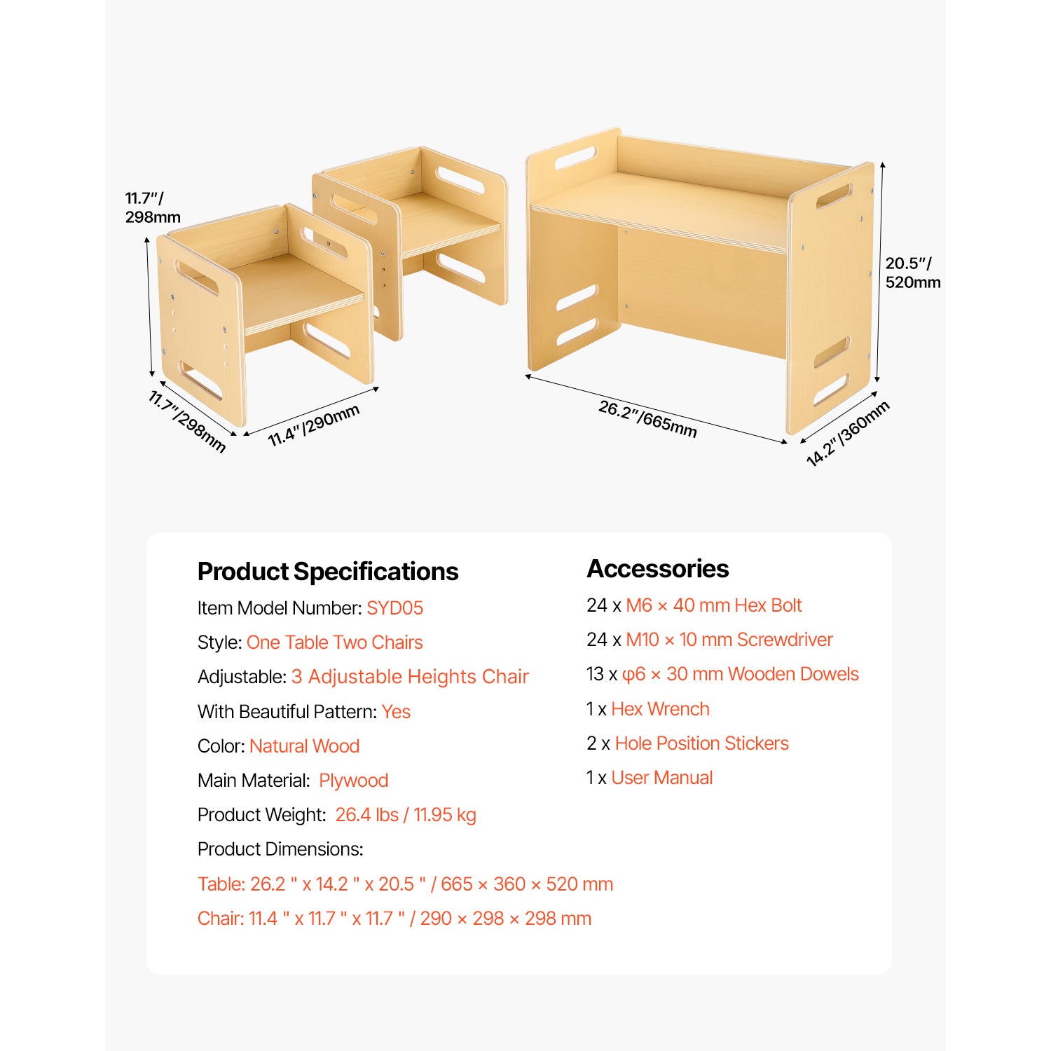 Montessori Weaning Table and Chair Set, Wooden Toddler Table and Chair Set with 2 Chairs, Adjustable Height Montessori Chair and Activity Table, Ideal for Reading, Eating, Playing - Natural