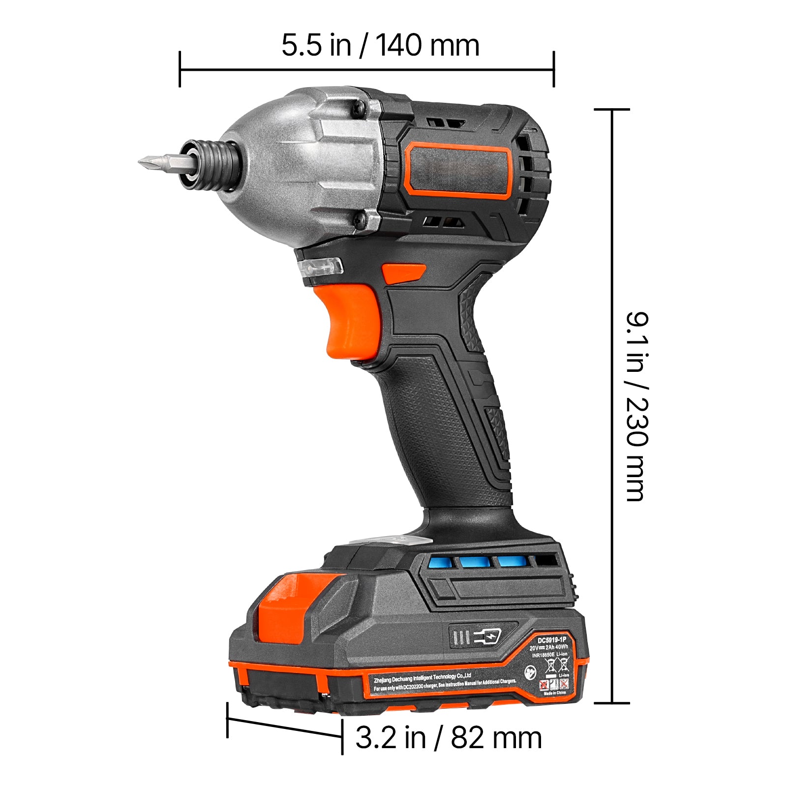 Impact Driver, 1/4 Inch, 2800 RPM Max Speed, 20 V Brushless Motor, Electric Cordless Impact Driver Kit with Battery and Charger, 20 Bits, LED Work Light, for Furniture, Electrical, Home Repairs