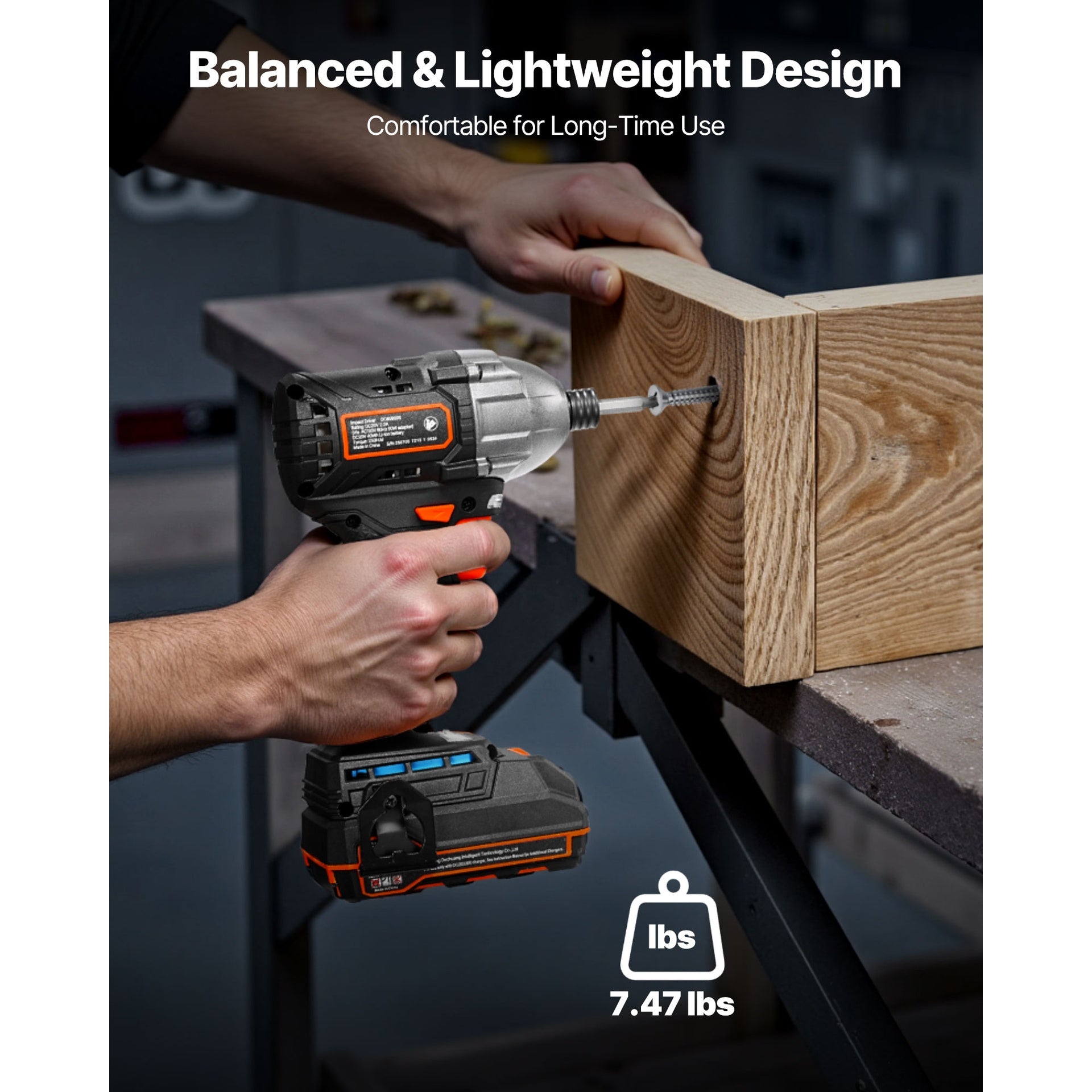 Impact Driver, 1/4 Inch, 2800 RPM Max Speed, 20 V Brushless Motor, Electric Cordless Impact Driver Kit with Battery and Charger, 20 Bits, LED Work Light, for Furniture, Electrical, Home Repairs