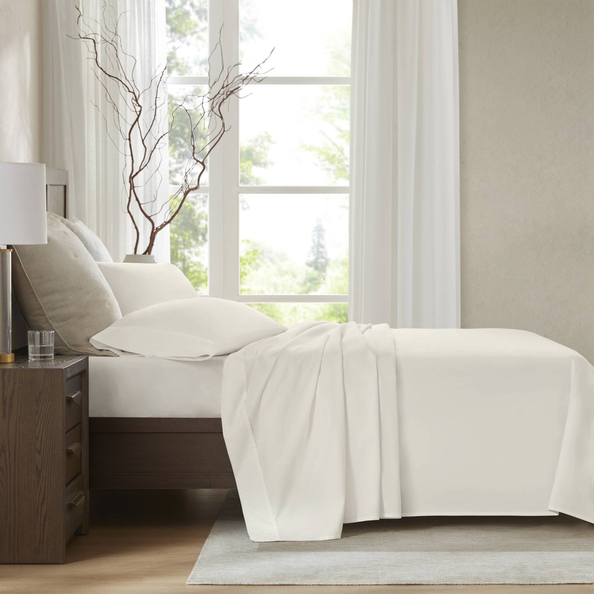 4 Pieces King Sateen Sheet Set,Ivory