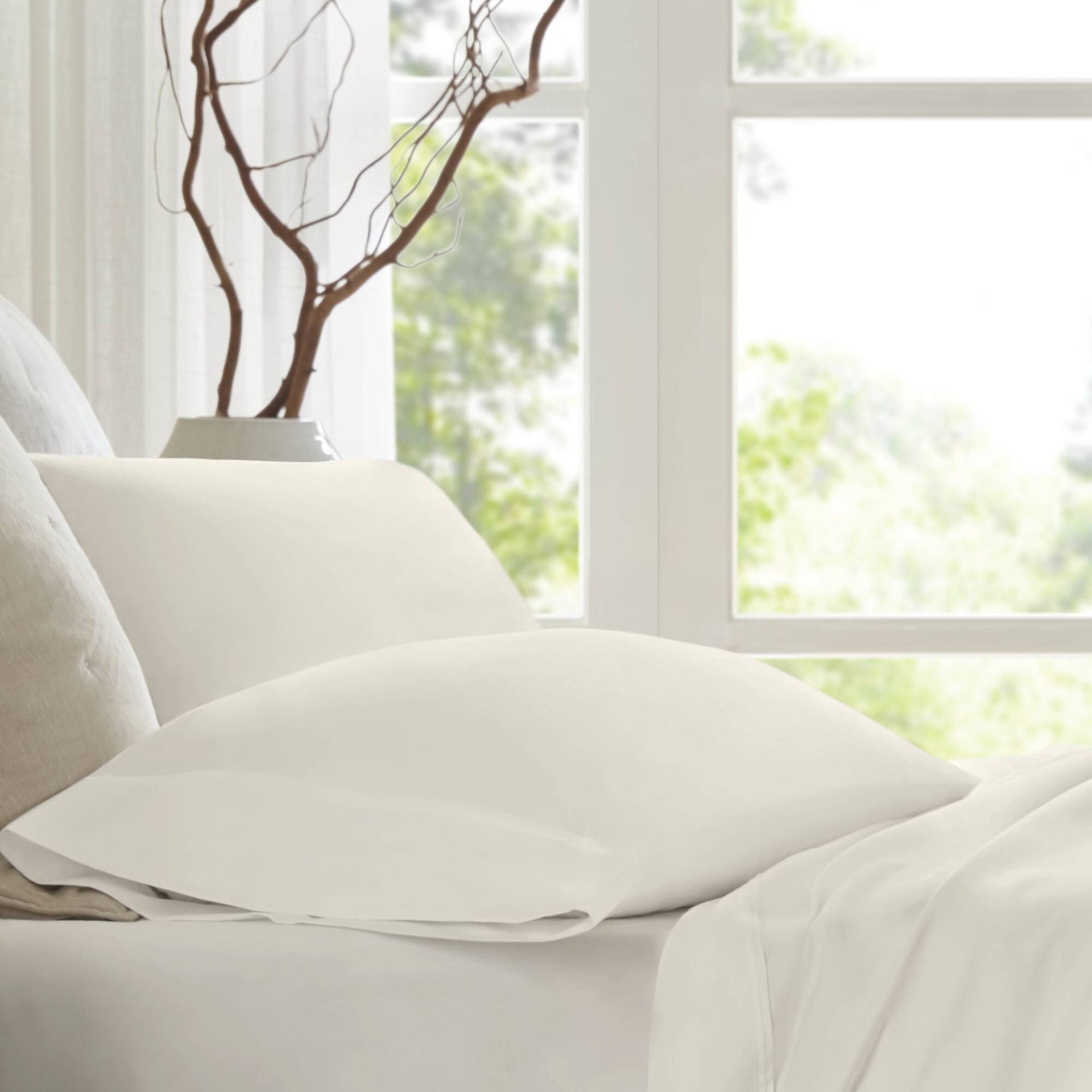 4 Pieces King Sateen Sheet Set,Ivory