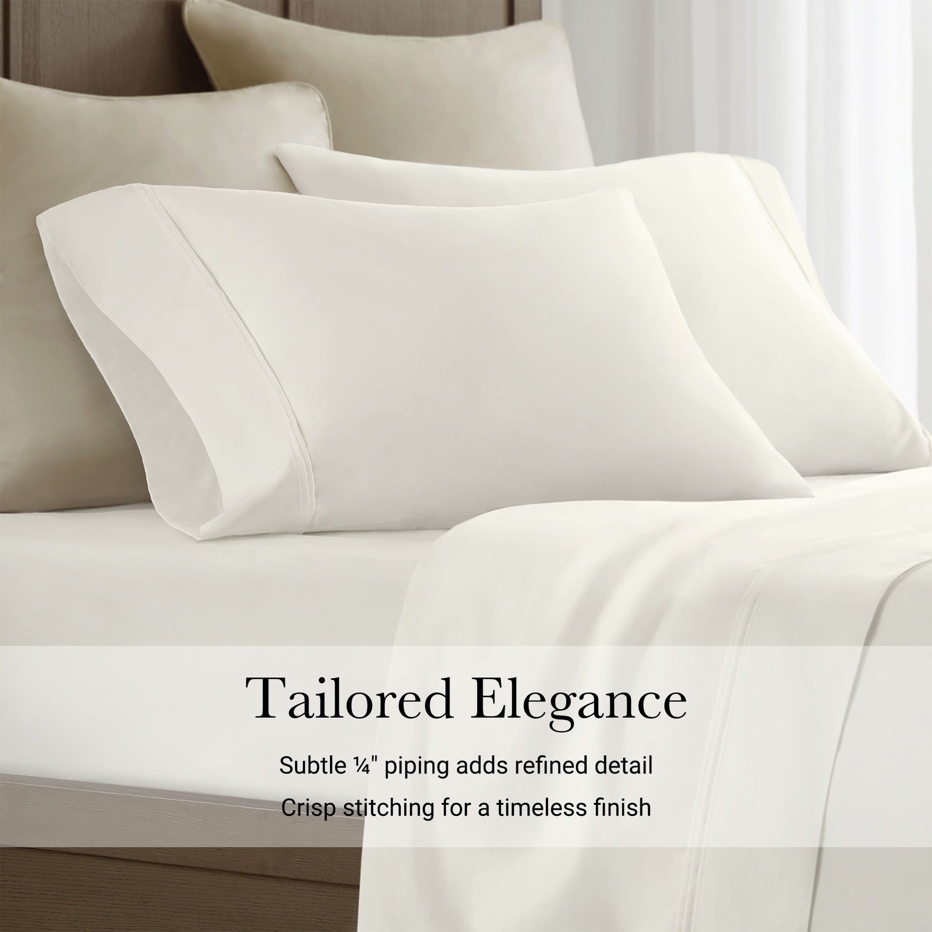 4 Pieces King Sateen Sheet Set,Ivory