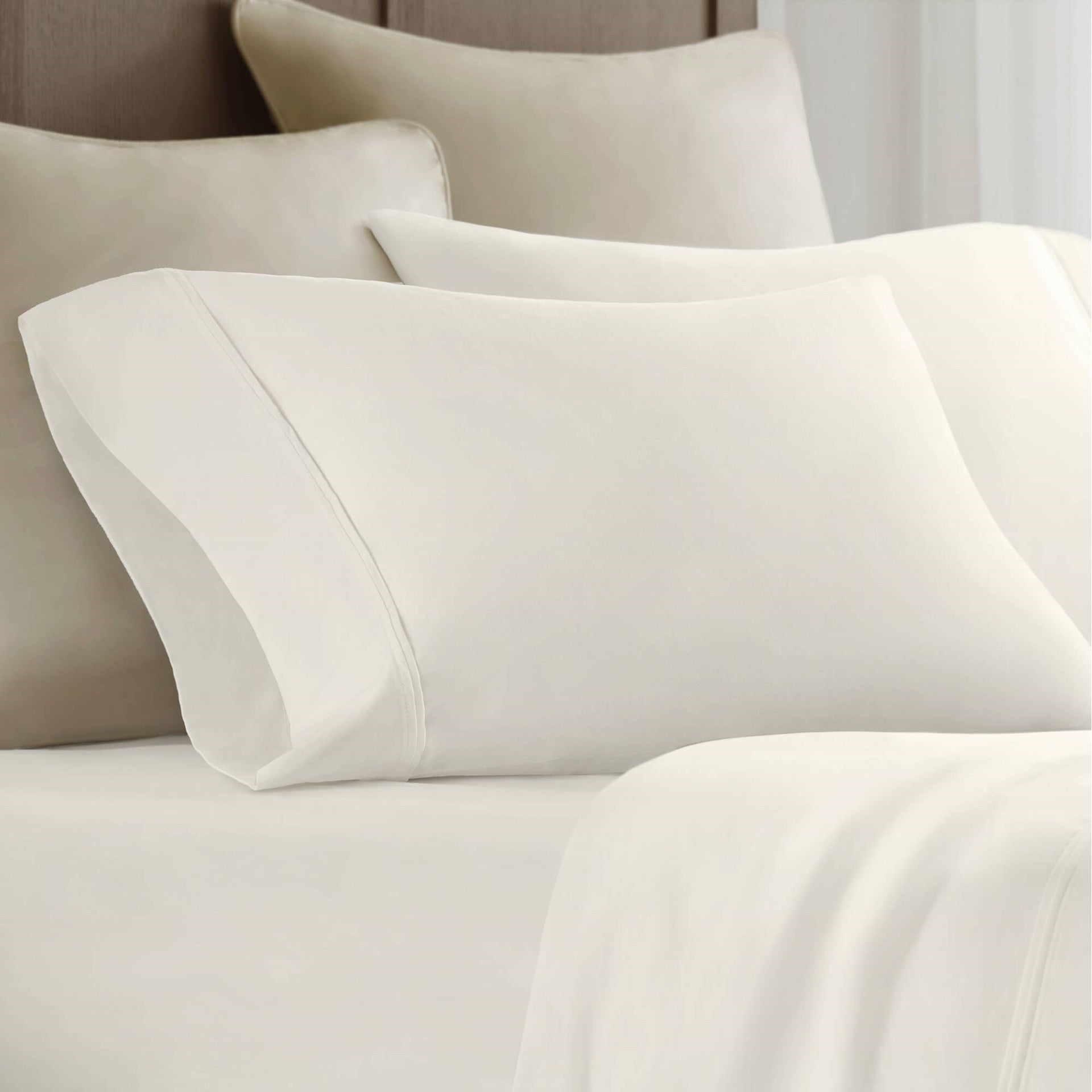 4 Pieces King Sateen Sheet Set,Ivory