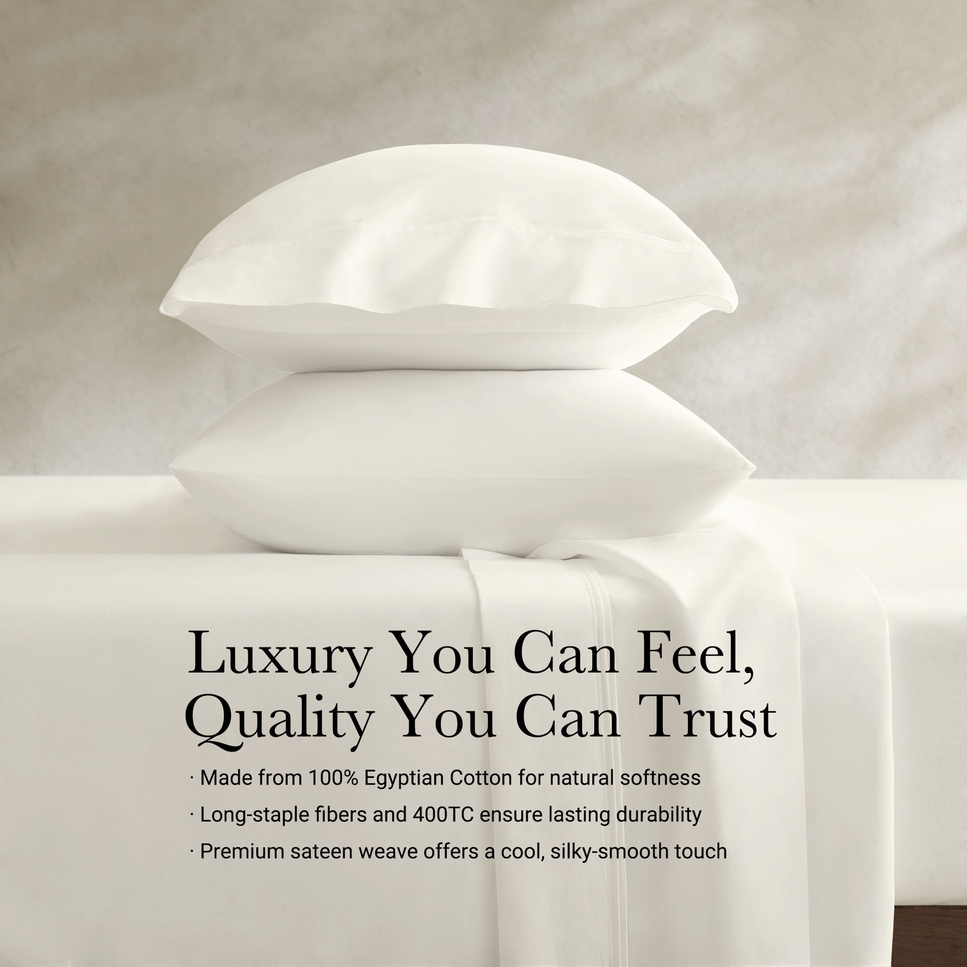 4 Pieces King Sateen Sheet Set,Ivory