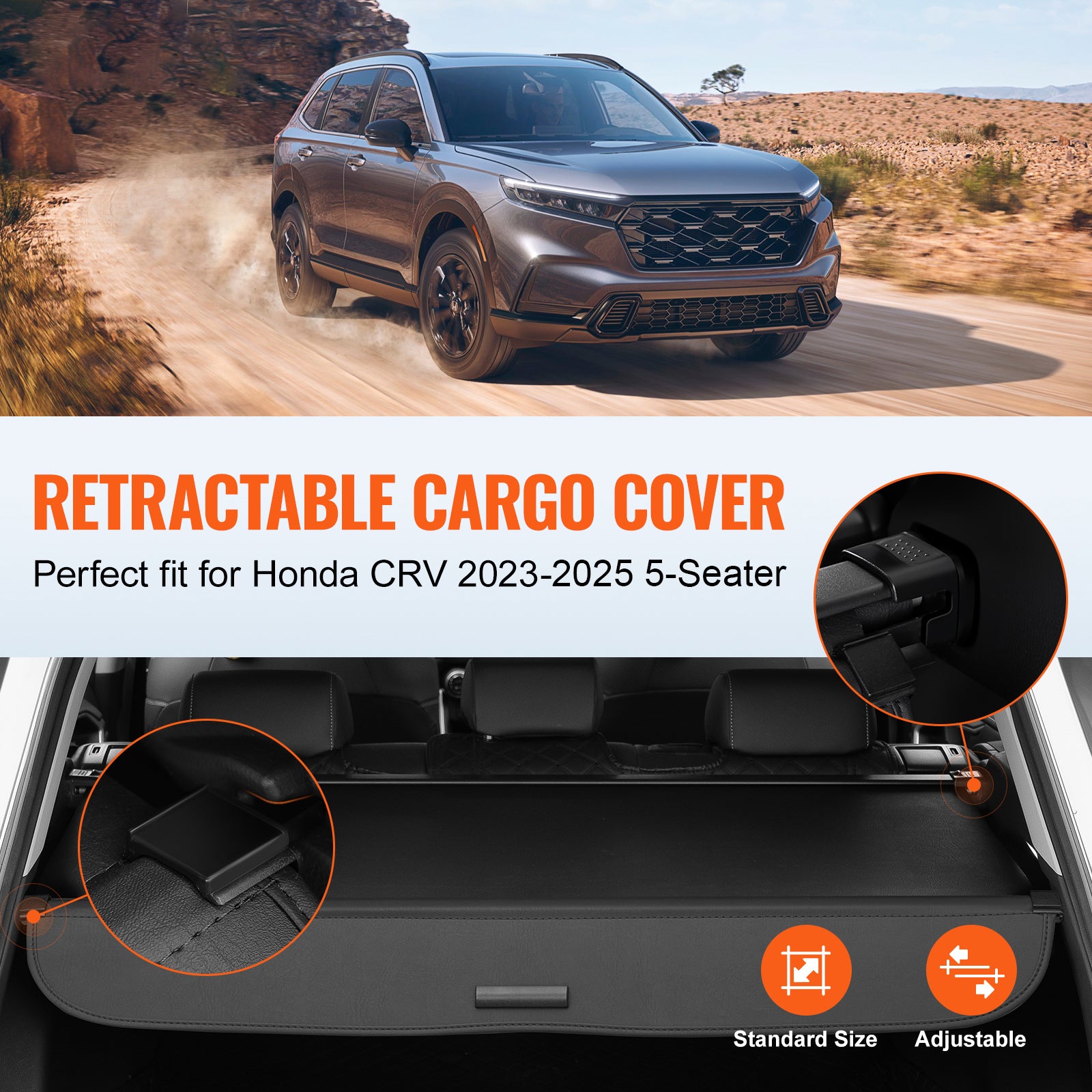 Retractable Cargo Cover for Honda CRV 2023-2024 Upgraded Rear Trunk Cover