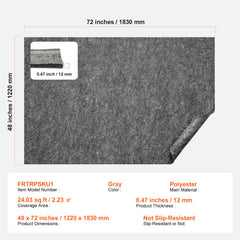 Rug Pad Gripper 4' x 6' Protective Carpet Pad 0.47" Thick for All Floors