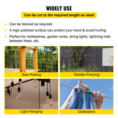 Stainless Steel Cable Railing 3/16"x 250ft, Wire Rope 304 Marine Grade, Braided Aircraft Cable 7x19 Strands Construction for Deck Rail Balusters Stair Handrail Porch Fence
