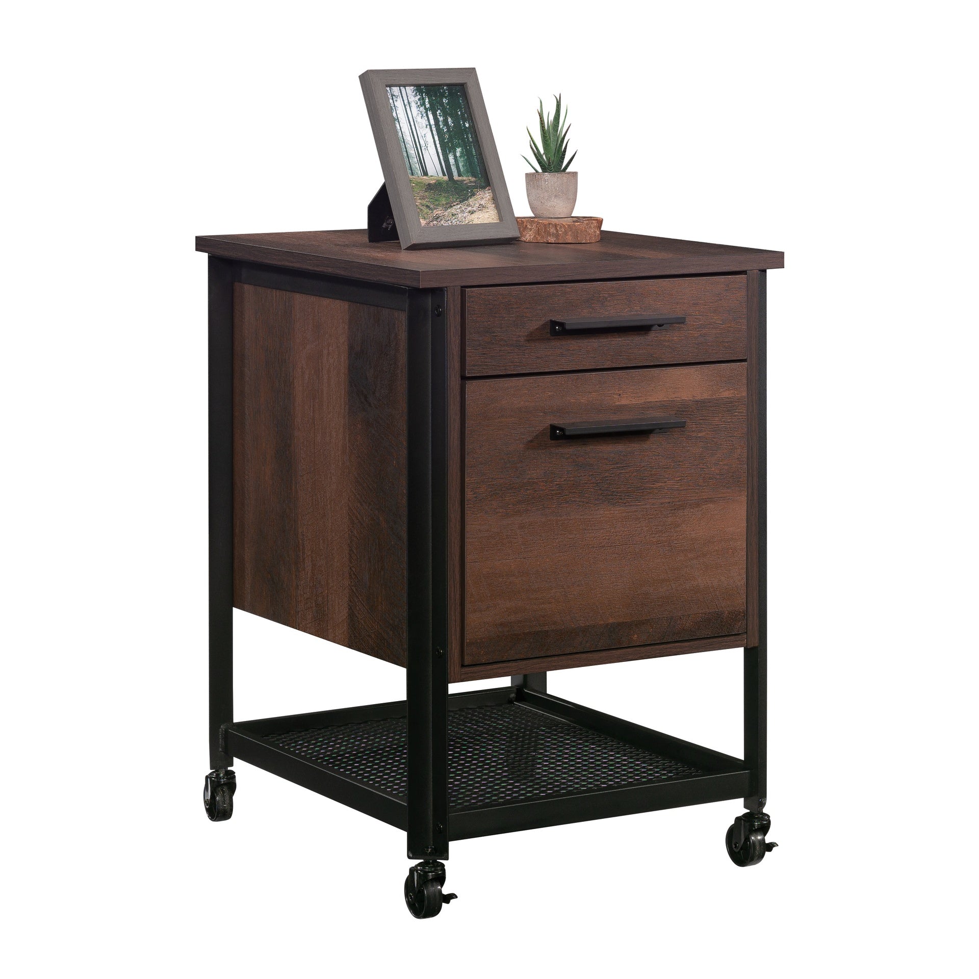 Pedestal File Cabinet with Large Drawers, Antique Dark Oak finish