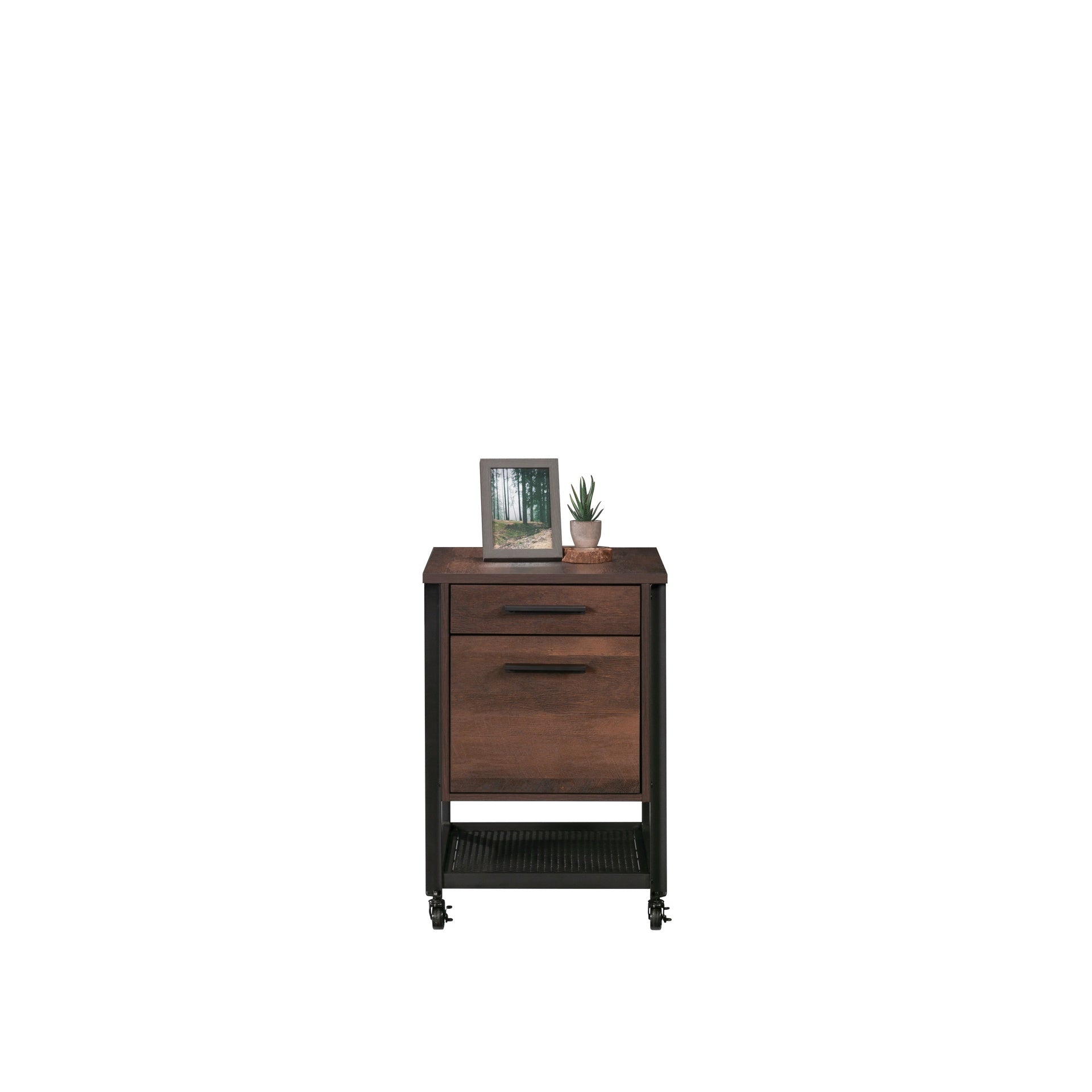 Pedestal File Cabinet with Large Drawers, Antique Dark Oak finish