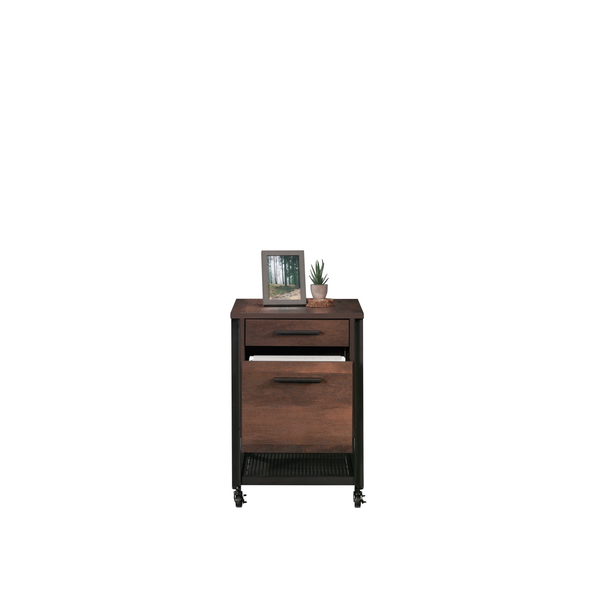Pedestal File Cabinet with Large Drawers, Antique Dark Oak finish