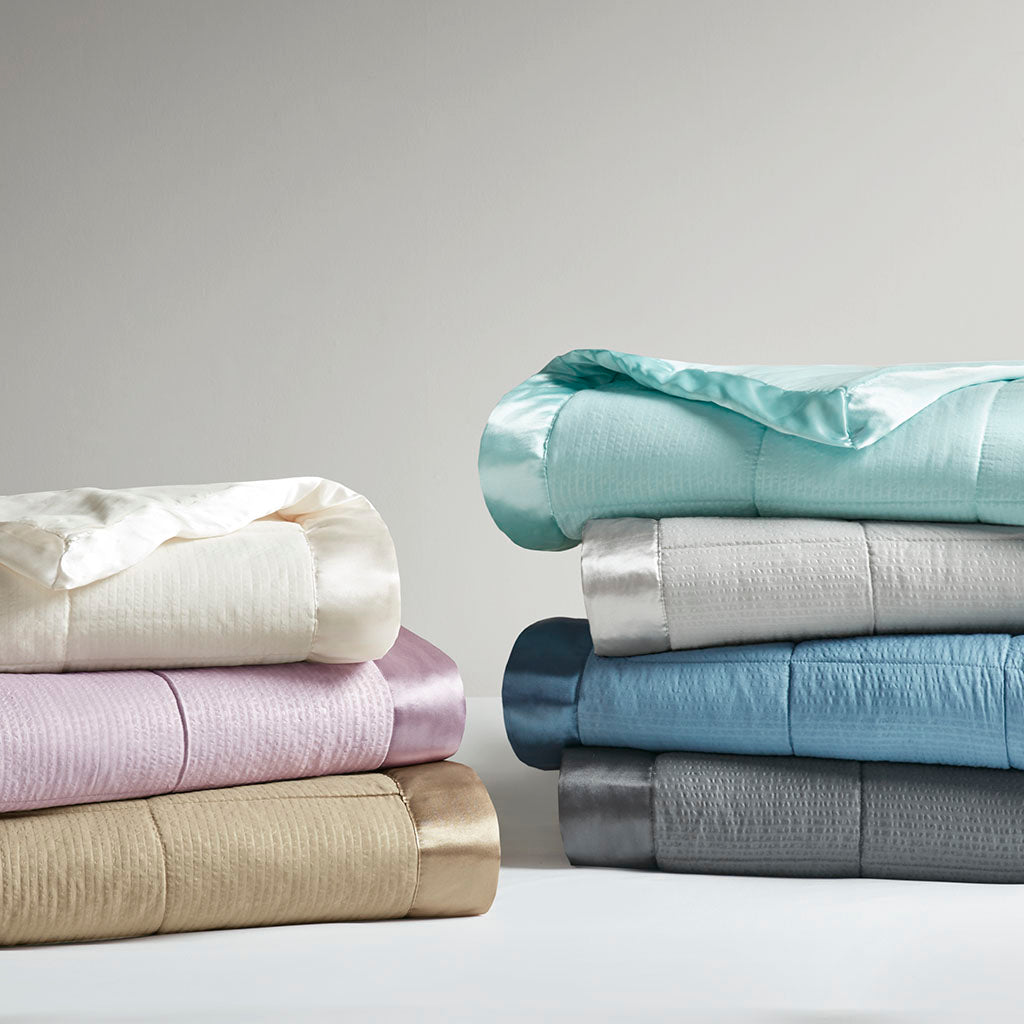 Oversized Down Alternative Blanket with Satin Trim Charcoal King