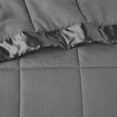 Oversized Down Alternative Blanket with Satin Trim Charcoal King