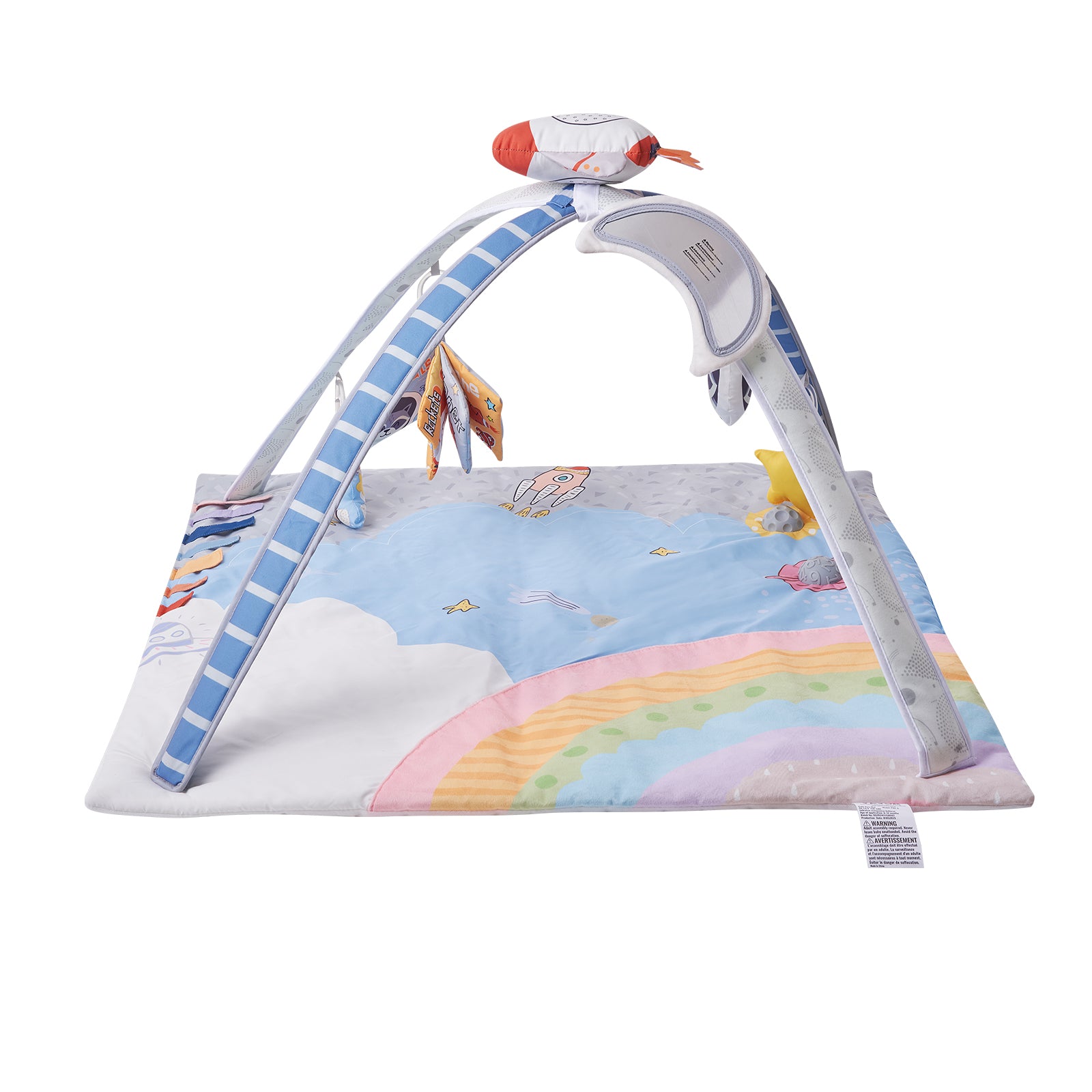 Baby Play Gym Mat Tummy Time Activity Mat with 6 Sensory Toys 35.0" x 35.0"