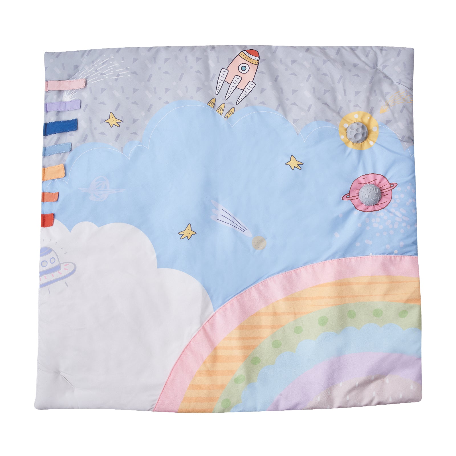 Baby Play Gym Mat Tummy Time Activity Mat with 6 Sensory Toys 35.0" x 35.0"