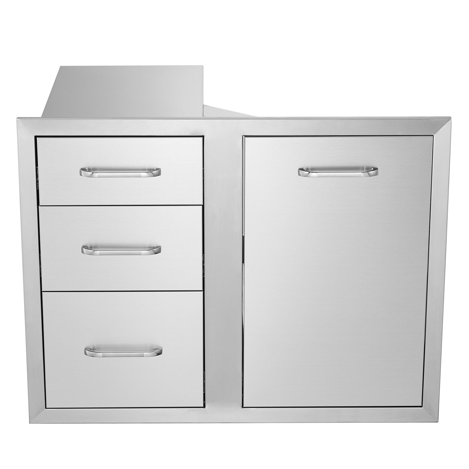 Outdoor Kitchen Door Drawer Combo 29.5" W x 22.6" H x 21.7''D, Access Door/Triple Drawers with Propane Drawer and Adjustable Garbage Ring, Perfect for BBQ Island Patio Grill Station