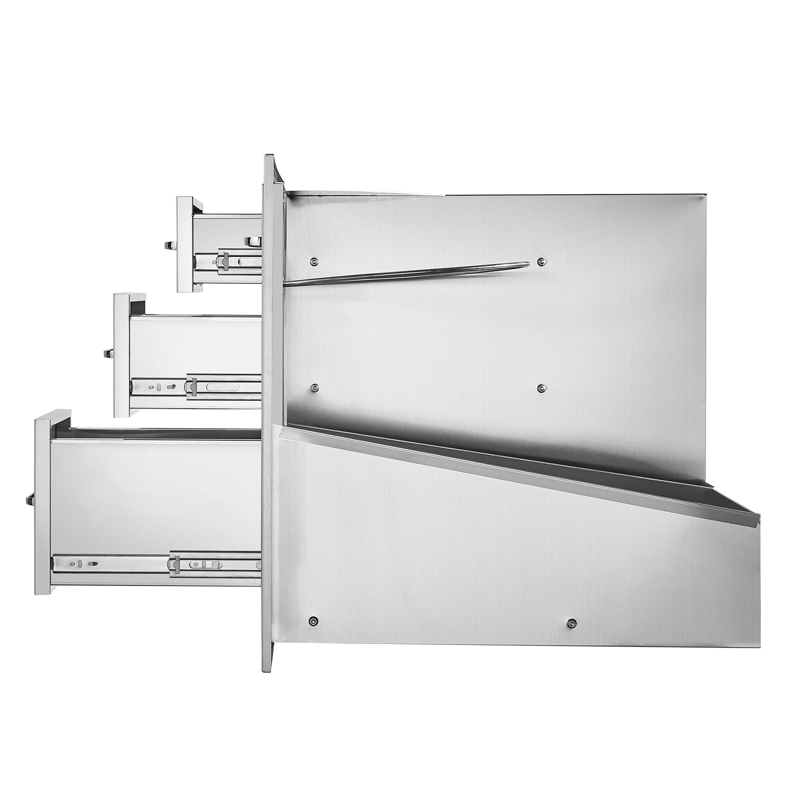 Outdoor Kitchen Door Drawer Combo 29.5" W x 22.6" H x 21.7''D, Access Door/Triple Drawers with Propane Drawer and Adjustable Garbage Ring, Perfect for BBQ Island Patio Grill Station