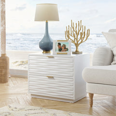 Coastal Nightstands with 2 Spacious Drawers, White finish