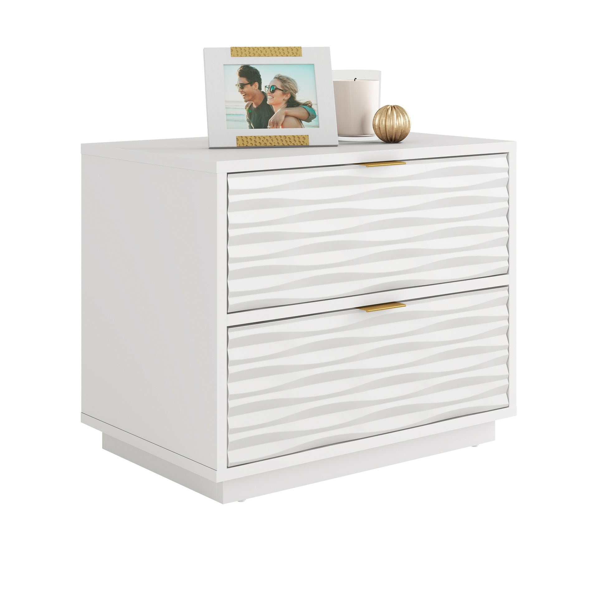 Coastal Nightstands with 2 Spacious Drawers, White finish