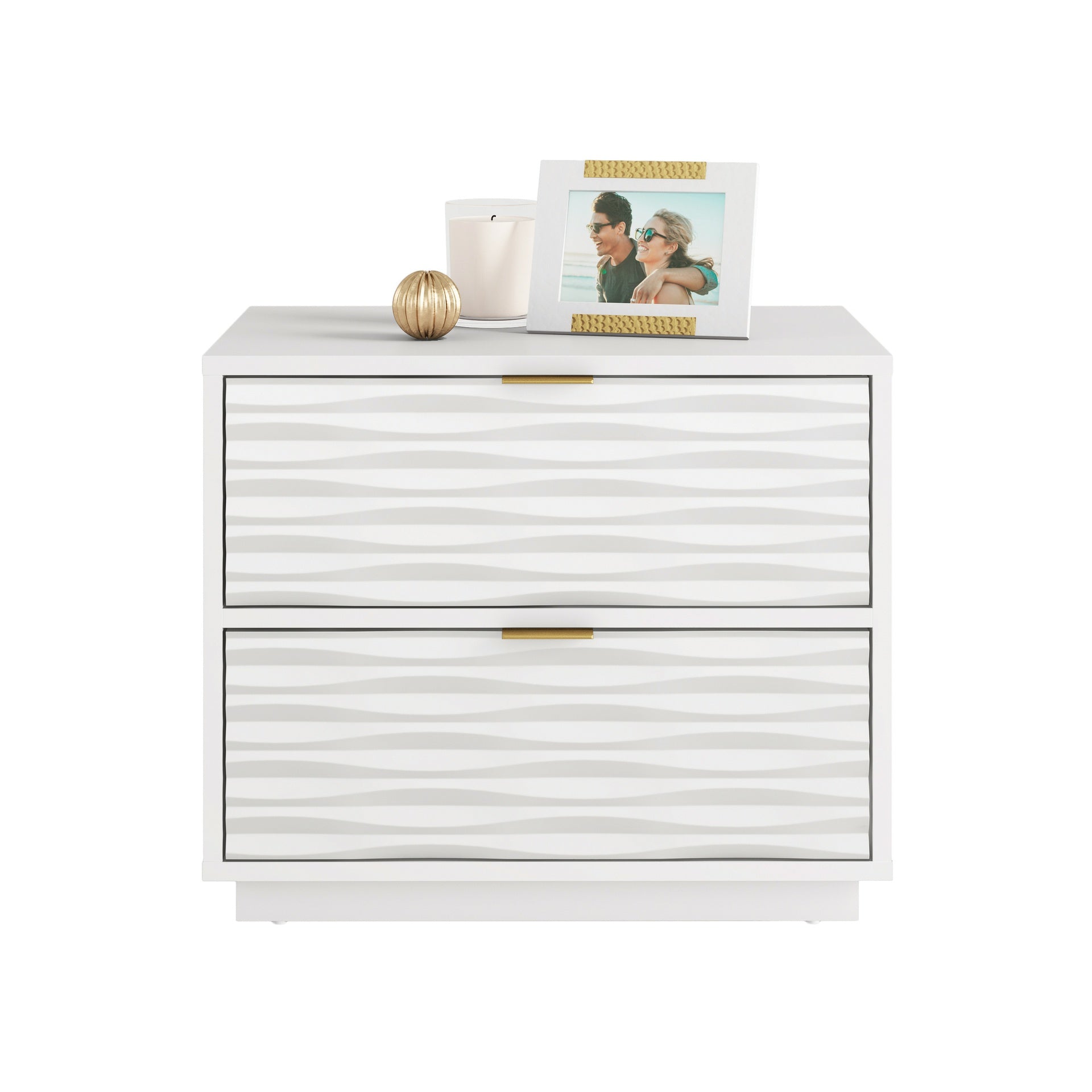 Coastal Nightstands with 2 Spacious Drawers, White finish