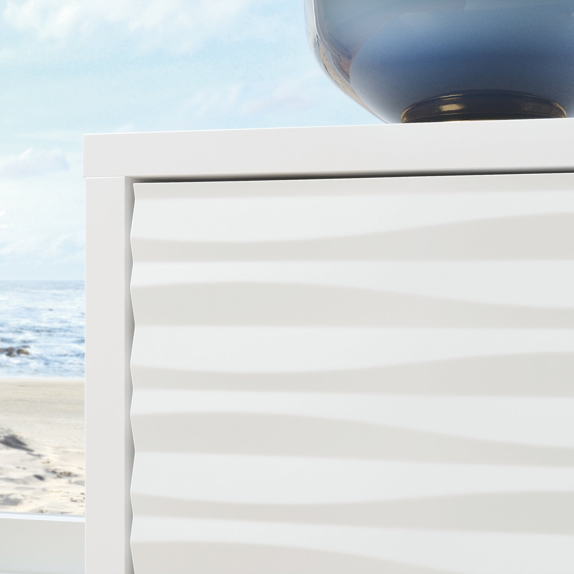 Coastal Nightstands with 2 Spacious Drawers, White finish