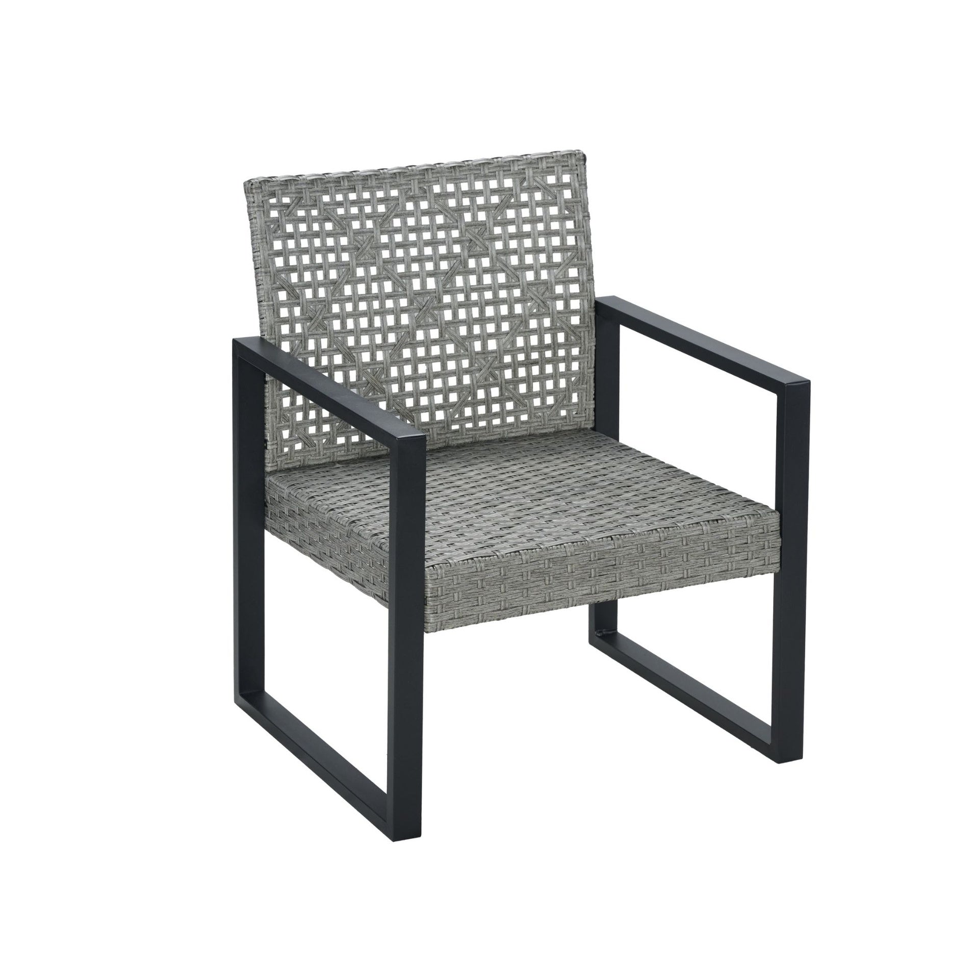 4-Piece Patio Furniture Set Outdoor Balcony Porch Garden Backyard Lawn Furniture Gray Acacia Wood Table Top, Blue Cushion and Light Gray rattan